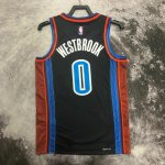 NBA 0 Westbrook OKC Thunder 22-23 city Maillot noir imprimé